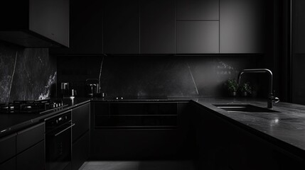 Contemporary style modern black kitchen