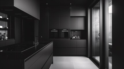 Contemporary style modern black kitchen