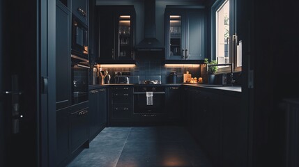 Contemporary style modern black kitchen