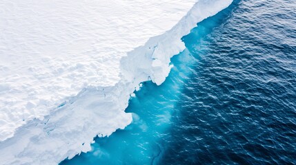 Aerial photo of the stark white surface of ice shelf