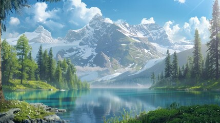 beautiful mountain lake background 