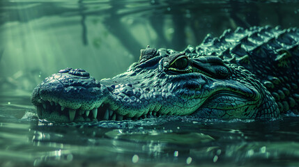  crocodile in the water HD wallpaper - obrazy, fototapety, plakaty