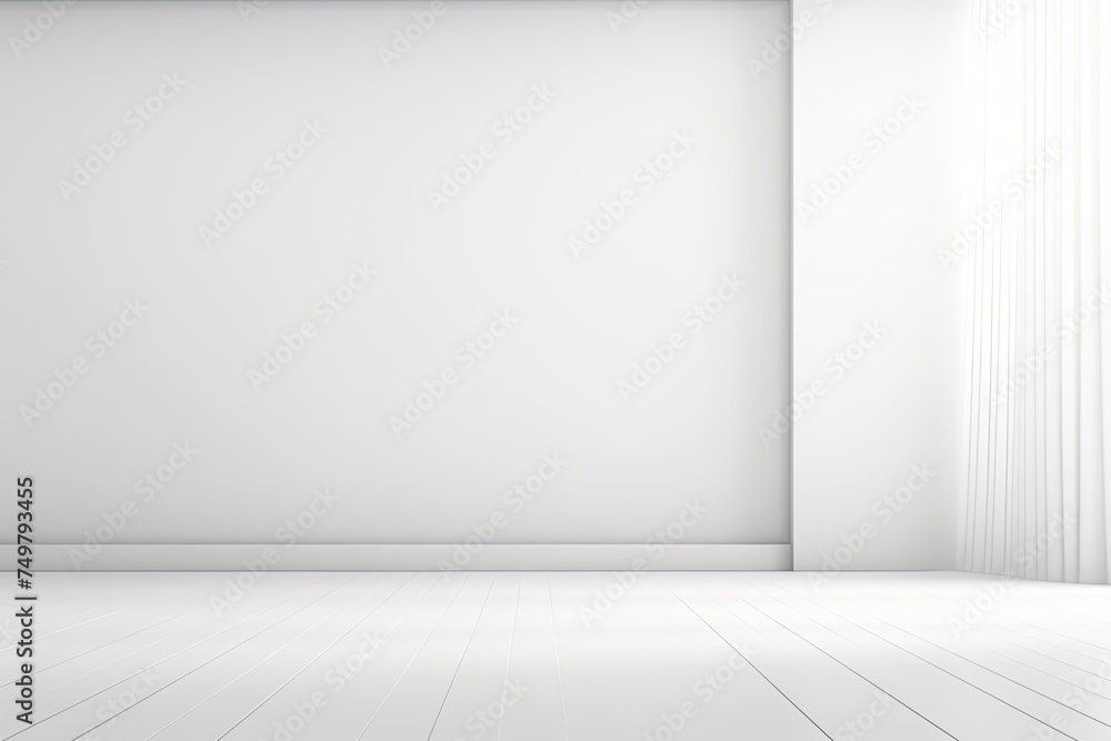 Poster Clean White Studio Background for Eye-Catching Product Presentation with Grey Shadow of Window and Spacious Room for Displaying Your Products