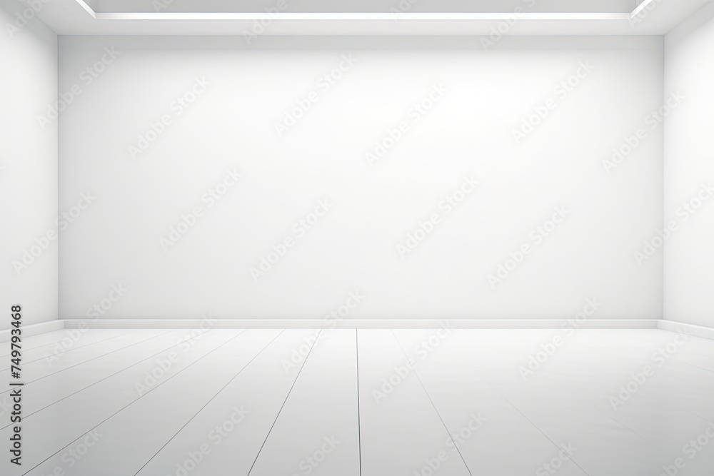 Poster Clean and Minimal Studio White Background for Product Display with Shadows of Windows and Empty Room