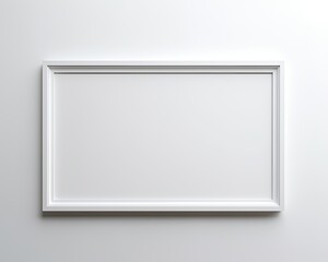 Classic Metal Picture Frame with White Passe-partout. 3D Render for Copy Space, Abstract Background and Artistic Design