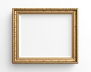 Classic Metal Picture Frame with White Passepartout - 3D Render for Design, Art and Copy Space