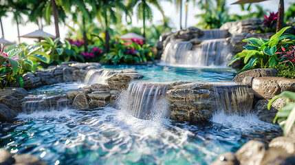 Waterfall Oasis: Natures Beauty, Rock, and Flowing Water in a Peaceful and Scenic Setting