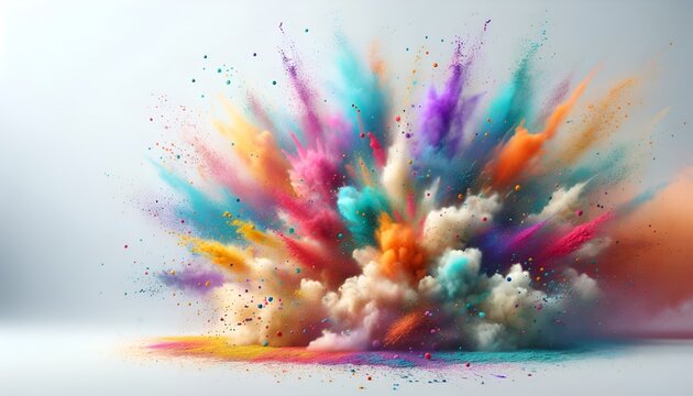 Beautiful realistic background with colorful powder explosion for holi or dol jatra.