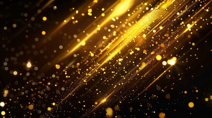 Fototapeta na wymiar Elegant golden scene diagonal glowing with lighting effect sparkle on black background. Template premium award design.