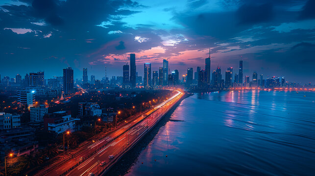 Mumbai�s Luminous Lifeline: The Bandra Worli Sea Link at Night