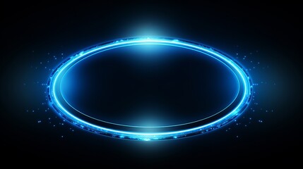 Obraz premium Blue Light Effects on Round Placeholder for Text on Dark Background. Vector Available.