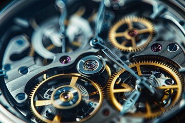 This close-up view showcases the intricate details of a watch face, including the hands, numerals, and any additional features present. Generative AI