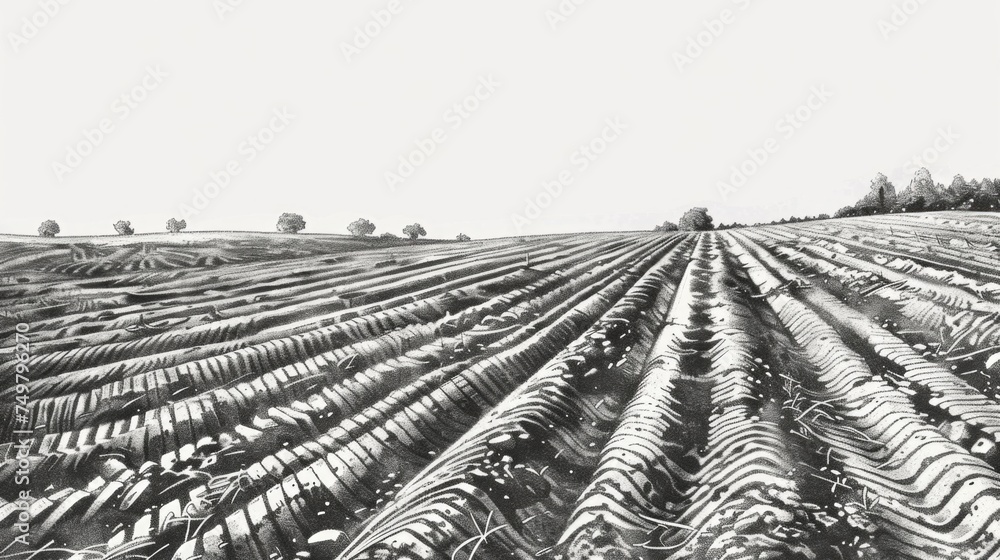 Poster black and white image of a field, suitable for various design projects