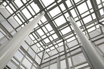 White steel structure of observation tower.