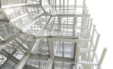 White steel structure of observation tower.