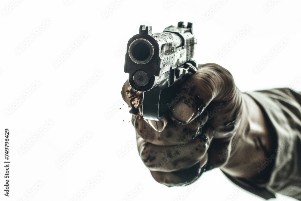 Aufkleber man holding a gun, suitable for security or crime concepts