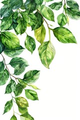 Vibrant green leaves against a clean white backdrop, perfect for nature or eco-themed projects
