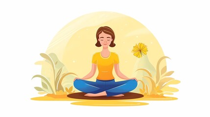 women's meditation, yoga illustration, female yoga