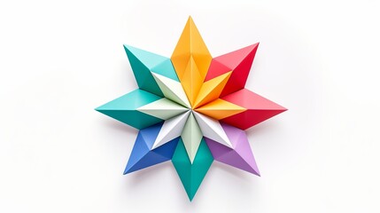 Colorful Modular Origami Paper Star Isolated on White Background