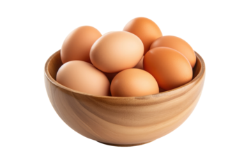 Bowl of Eggs. A bowl filled with fresh eggs are whole and un cracked, ready to be used for cooking or baking. The bowl is simple and unadorned, allowing the eggs to be the focal point of the scene.