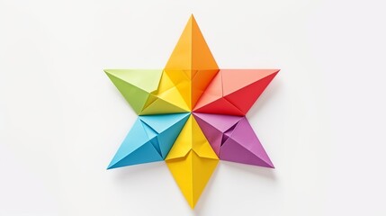 Colorful Modular Origami Paper Star Isolated on White Background