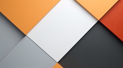 Creative Abstract Geometric Paper Background in Orange, White, Light Gray, and Black Colors - Top View with Copy Space