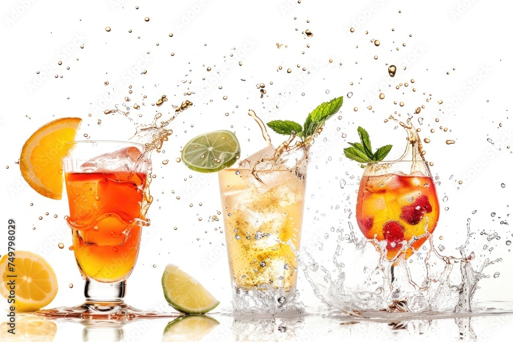 Poster A variety of four different types of drinks. Perfect for beverage concepts