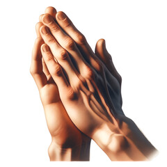 Close-up of clasped hands in a prayerful gesture, symbolizing devotion or seeking comfort