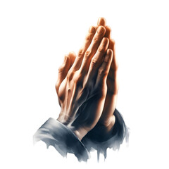 Close-up of clasped hands in a prayerful gesture, symbolizing devotion or seeking comfort