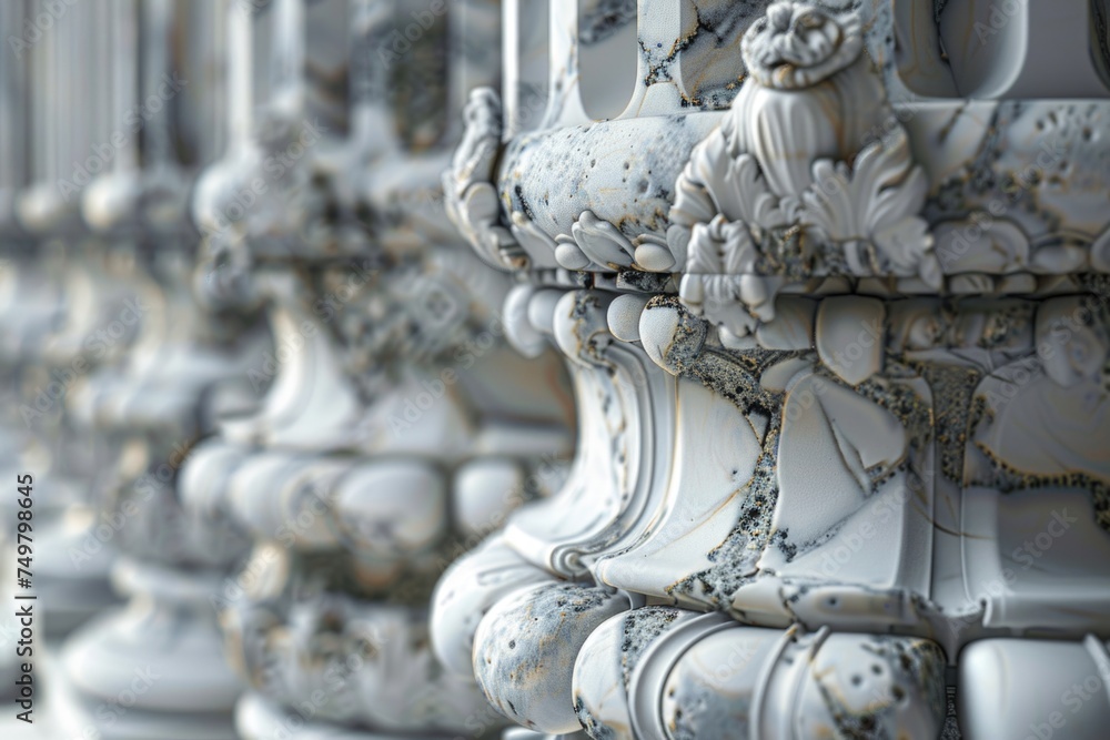 Poster detailed view of ornately decorated columns, suitable for architectural projects