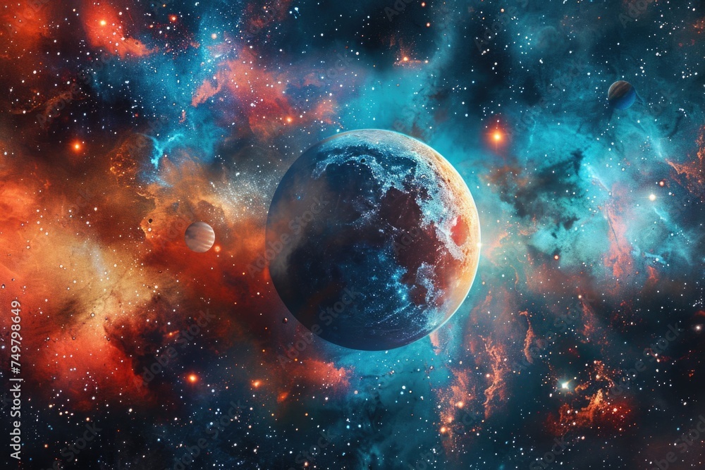 Aufkleber A stunning view of a planet surrounded by a galaxy. Ideal for science and space-related projects