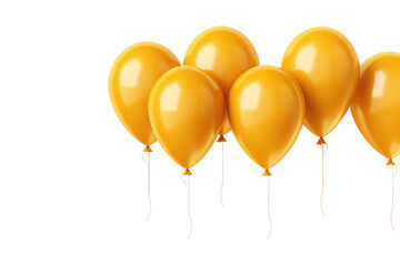 Group of Yellow Balloons Floating in the Air. Numerous bright yellow balloons are floating in the air rising steadily upwards. The balloons appear to be held by strings.