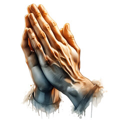 Close-up of clasped hands in a prayerful gesture, symbolizing devotion or seeking comfort