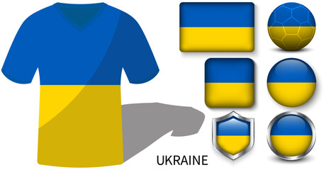The football jerseys of Ukraina, Ukraina Flag Collection - obrazy, fototapety, plakaty