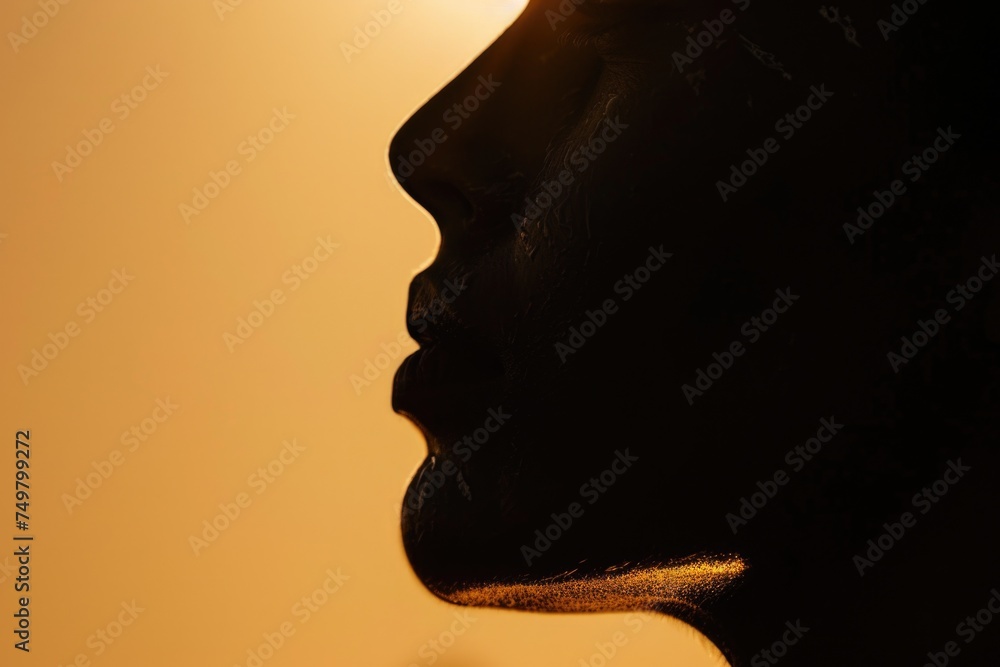 Poster silhouette of a person with the sun in the background. suitable for various concepts