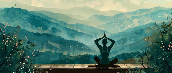 Fototapeta premium women's meditation, yoga illustration, female yoga