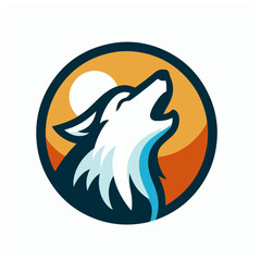 flat vector logo of wolf ,  vector logo of wolf , mascot logo of  wolf , wolf logo