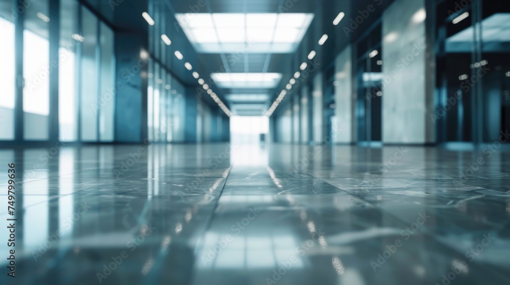 Poster a long hallway with numerous windows, ideal for architectural projects