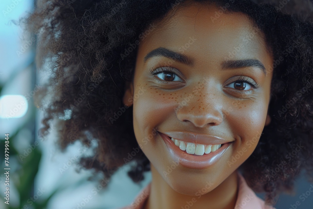 Poster Close up of a person using a cell phone, suitable for technology concepts