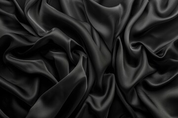 Obraz premium Close up of a black silk fabric, perfect for fashion or luxury themes