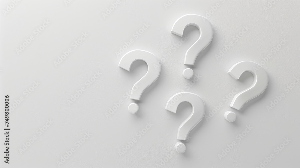 Aufkleber Simple image of three white question marks on a white surface. Perfect for educational or informational projects