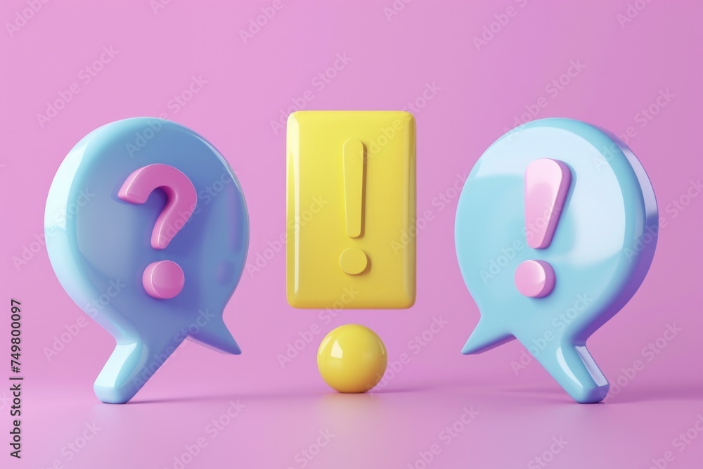 Aufkleber Three vibrant speech bubbles with a question mark, suitable for various design projects