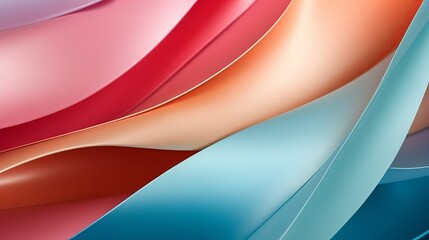 Macro Image of Colored Origami Pattern with Curved Paper Sheets and Mirror Reflections