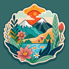 Fototapeta na wymiar Nature's Beauty Design a sticker featuring intricate floral patterns or serene landscapes, celebrating the allure of the natural world