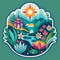 Nature's Beauty Design a sticker featuring intricate floral patterns or serene landscapes, celebrating the allure of the natural world