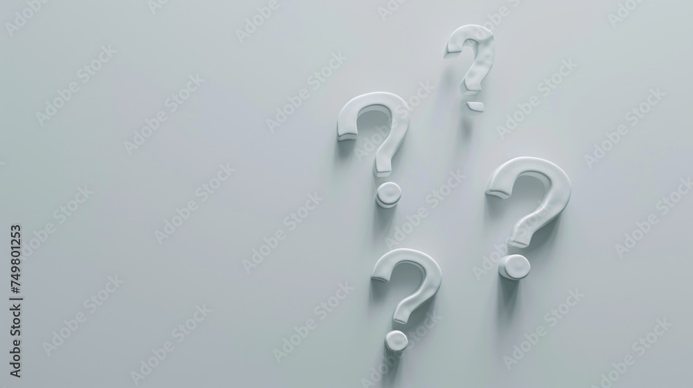 Poster group of white question marks on gray background. suitable for business and educational concepts