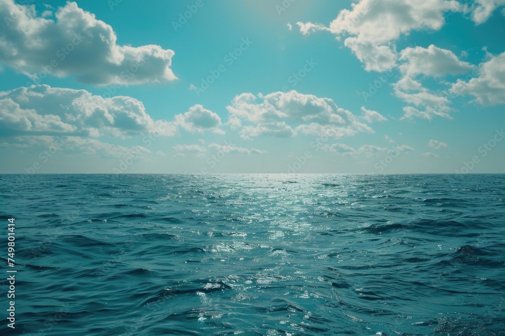 Poster A serene view of clouds reflecting on the water. Suitable for various design projects