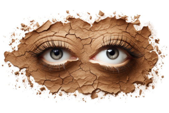 Woman Eyes Peeking Through Hole in Paper. A close-up view of a woman eyes peeking through a small hole in a piece of paper, creating an intriguing and secretive expression.