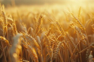 Fototapeta premium A detailed view of a wheat field. Suitable for agricultural concepts