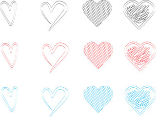 Design red heart shapes icons set. Simple illustration of 50 heart love day valentine vector icons for web 